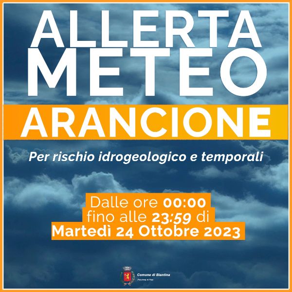Allerta Meteo - Arancione - 24 Ottobre 2023