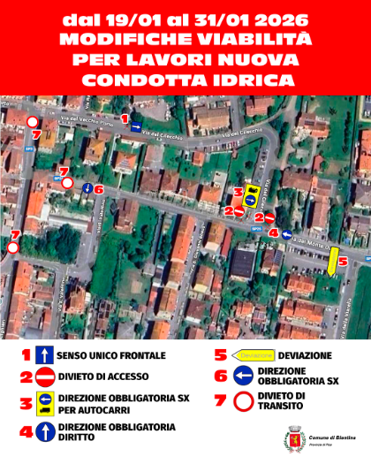Modifica circolazione per lavori idrici dal19 gennaio 2026