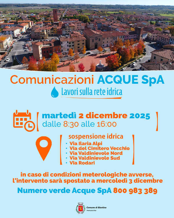 Interruzione idrica - 2 Dicembre 2025 - Locandina
