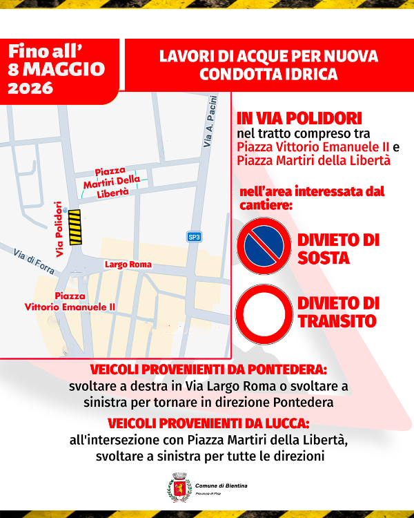 Lavori su rete idrica - Locandina