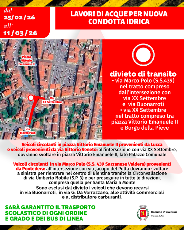 Lavori su rete idrica - Locandina