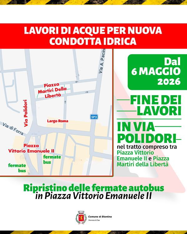Lavori su rete idrica - Termine lavori - Locandina