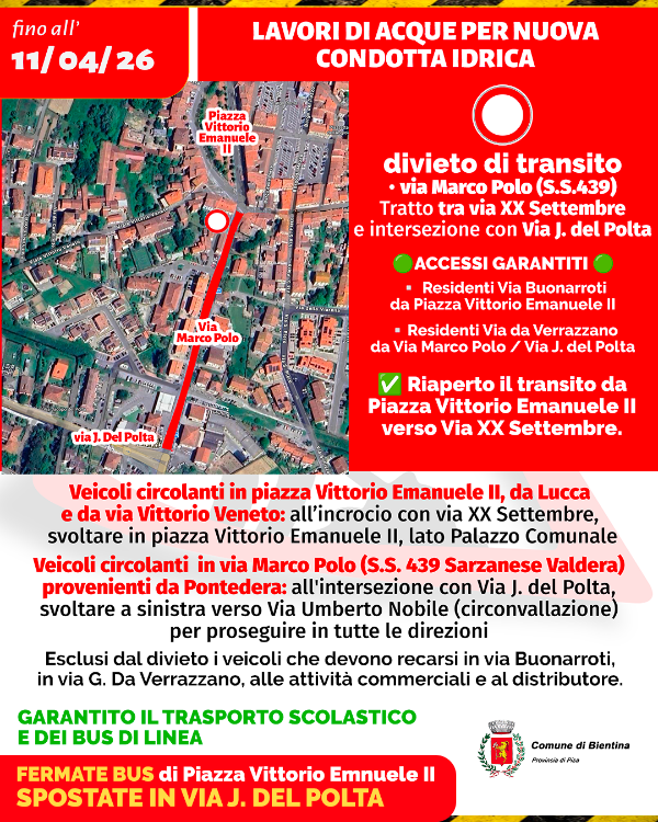 Lavori su rete idrica - Locandina