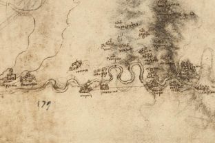 Rappresentazione di Bientina in una carta di Leonardo da Vinci