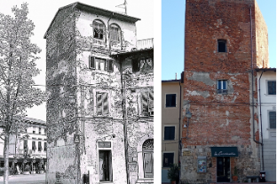 Torre dei Tessitori e Torre della Mora - prima e dopo il restauro