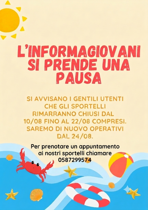Informagiovani - chiusura estiva 2026 - Locandina