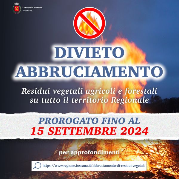 Divieto Abbruciamenti - Proroga - Locandina