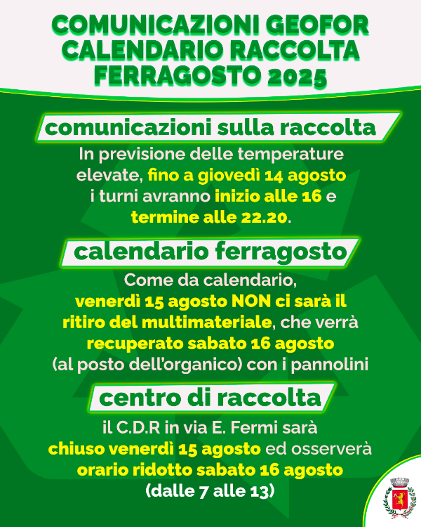 Comunicazioni Geofor - Agosto 2025 - Locandina