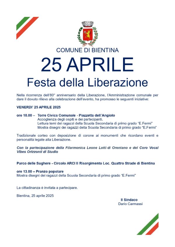 Manifesto 25 aprile 2025 - Programma