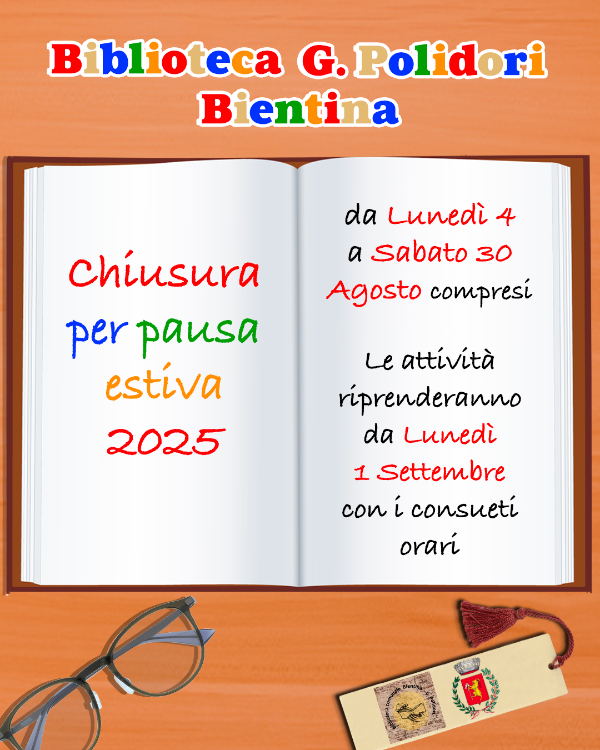 Biblioteca - chiusura estiva - Locandina