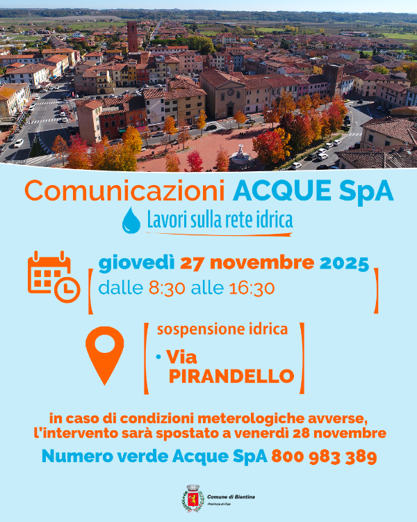Interruzione idrica - 27 Novembre 2025 - Locandina