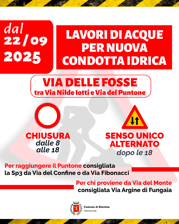 Lavori Acque Spa - Via delle Fosse - Locandina