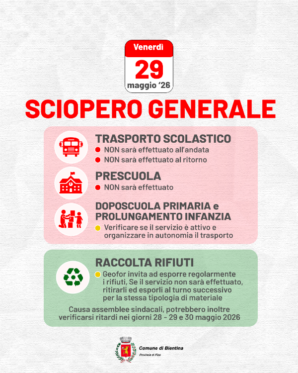 Sciopero 29 Maggio 2026 - Locandina