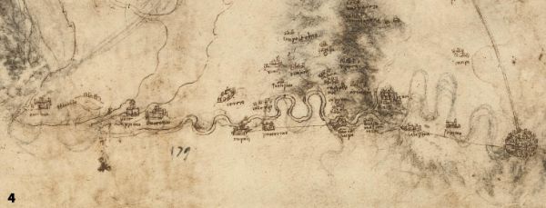 Rappresentazione di Bientina in una carta di Leonardo da Vinci