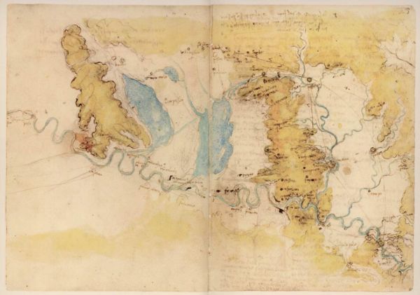 Carta dei dintorni di Pisa per i progetti di deviazione delle acque